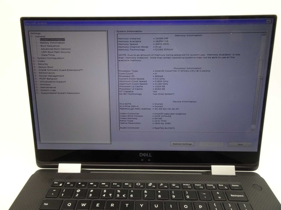 Dell 15 XPS 9575 15,6 FHD dotyk I7-8705G 16GB 256GB NVME
