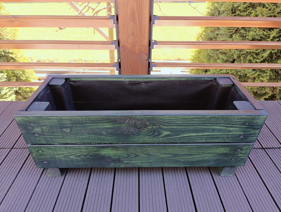 Donica drewniana butelkowa zieleń  22x60