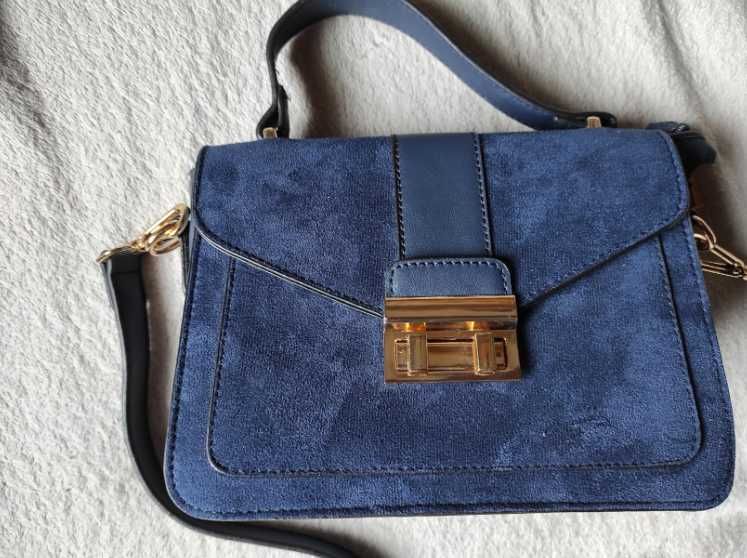 Miss Lulu elegancka mała torebka damska zamsz, klapka regulowany pasek