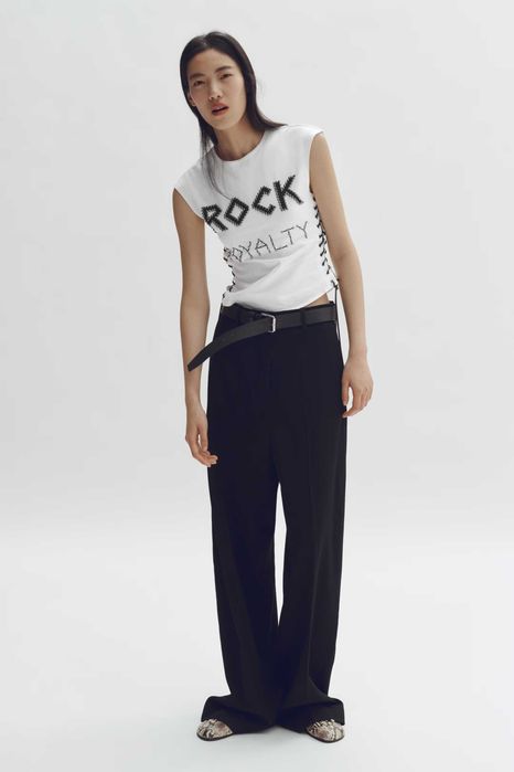 Stella McCartney H&M Top ze sznurowaniem i ćwiekami r.S