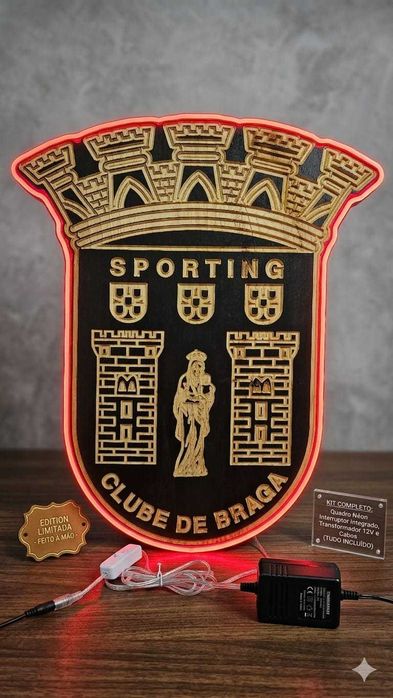 Quadros em Madeira com Iluminação Neon LED | Equipas de Futebol
