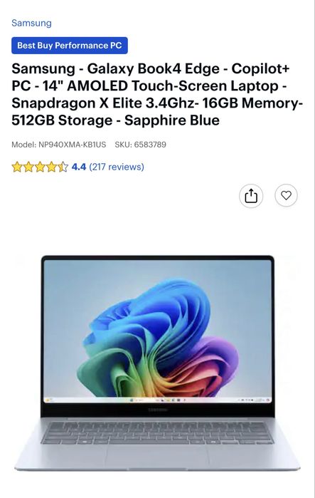 Laptop Samsung Galaxy Book4 Edge