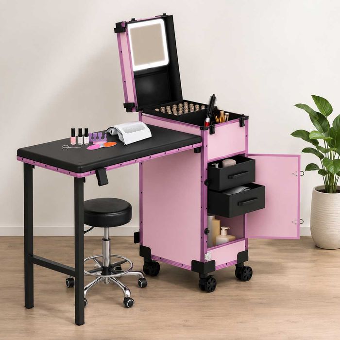 Mesa de Manicure Profissional Portátil em Mala
