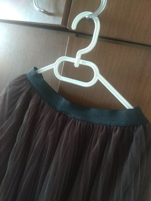 Butik Brąz Mocca Plisowana tiulowa spódnica