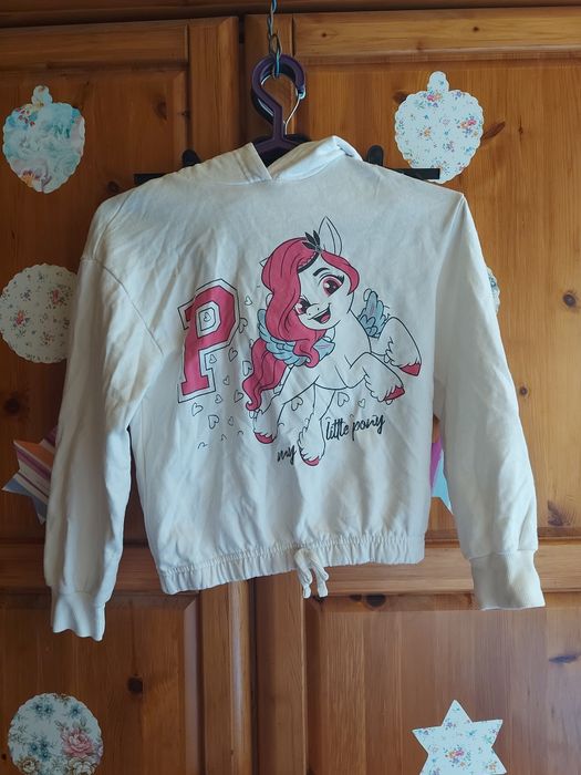 Bluzka z kapturem dresowa dziewczęca rozmiar 134 pony