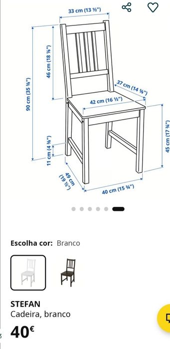 Cadeiras IKEA Stefan pretas madeira maciça