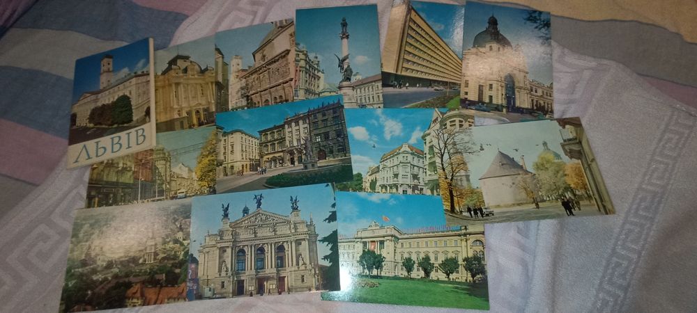 Листівки набори Львів- 1972р., Одеса- 1981 р., Київ- 1990 р., Чернігів