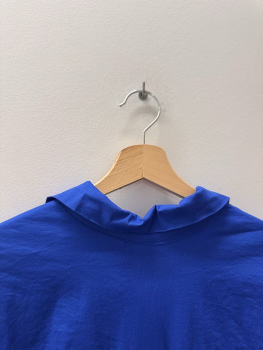 Made in Italy Kobaltowa Koszula Asymetryczna Dłuższy Tył Bawełna 3XL 46 48 Stan Idealny