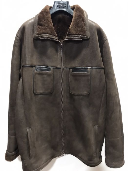 Чоловіча шкіряна дублянка з овчини. Розмір - XL.