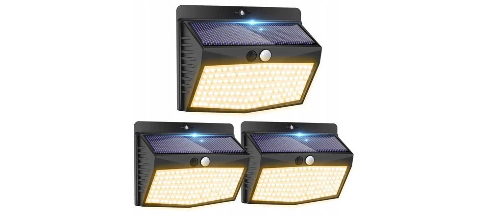 Peasur lampy solarne zewnętrzne led z czujnikiem ruchu 3 sztuki