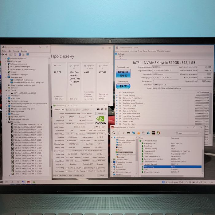 Dell Inspiron 7620 | Core i7-12700H | RTX 3050 Ti | 3K 3072x1920 |