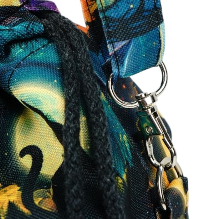 Mała Damska Torebka na ramię Czarny Kot - Czarna skóra ekologiczna