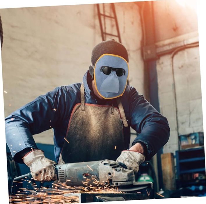 POPETPOP 2 zestawy Maska spawalnicza ze skóry bydlęcej + Okulary