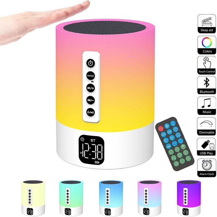 Głośnik Bluetooth Bitswolee z lampką nocną, generatorem białego szumu do spania dla dzieci