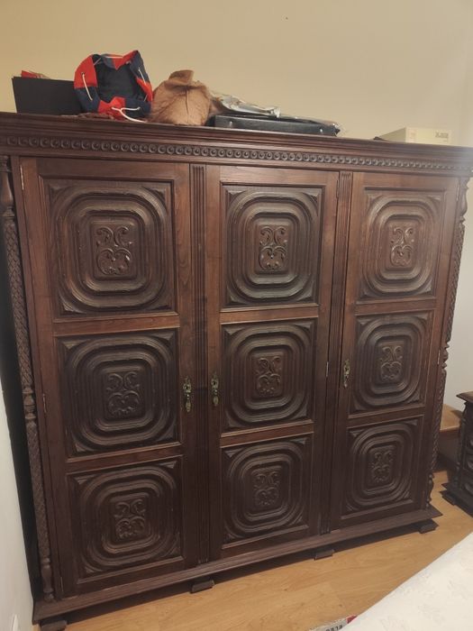 Conjunto Moveis Antigos Mogno Escuro