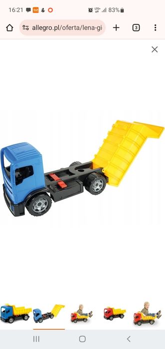 Zabawkowa wywrotka ciężarówka
