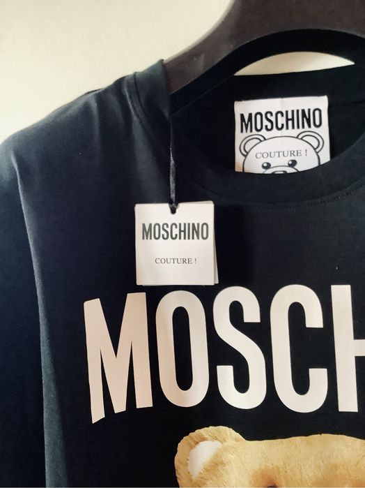 Sukienka/tunika Moschino z misiem na przodzie, czarna 38