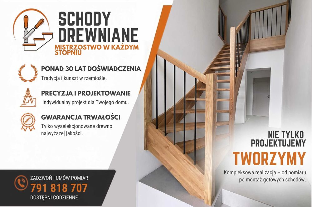 Schody Drewniane Na Wymiar • Ponad 30 Lat Doświadczenia • Pomiar i Wycena
