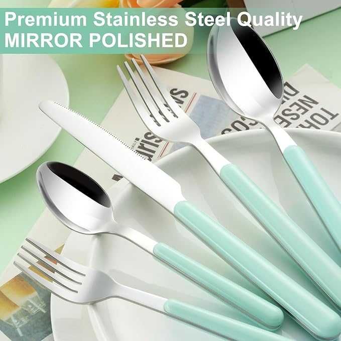 Conjunto de talheres Verdes de 30 peças