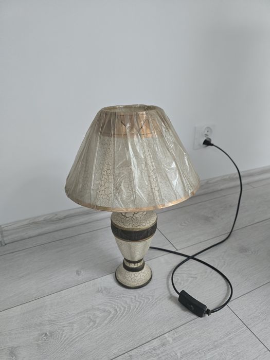 Lampa stołowa retro nocna | Ceramiczna podstawa spękania vintage