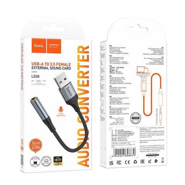 Перехідник/Звукова картка HOCO LS36 Fresh audio converter USB to 3.5mm