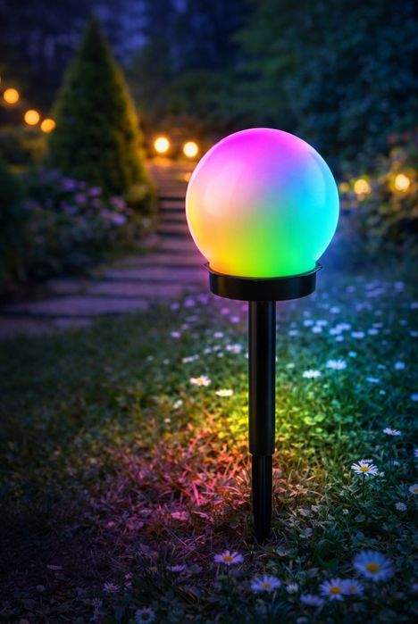 Lampa solarna RGB kula dekoracja ozdoba