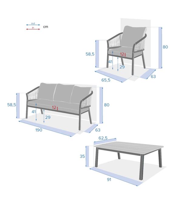 Conjunto de jardim em Rattan e Acácia