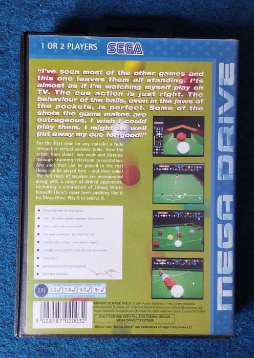 Jimmy White's Whirlwind Snooker, Mega Drive64283961102465121