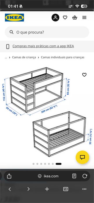 Cama criança IKEA alta ou baixa