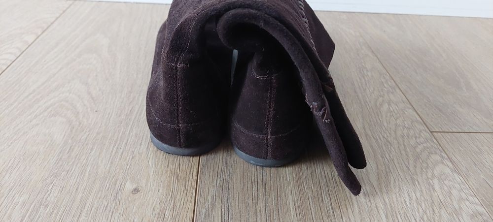 Kangol r.38 brązowe zamszowe kozaki do połowy łydki