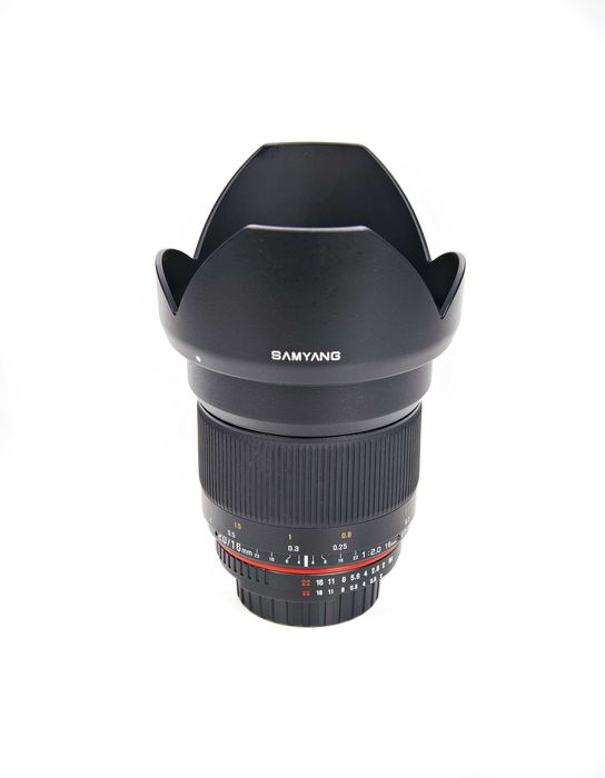 Samyang 16 2.0 - mocowanie Nikon F stan idealny b.ostry