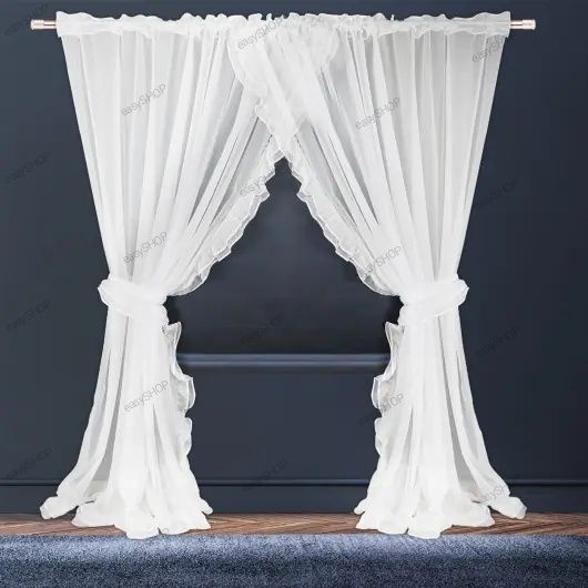 Piękna biała firana z falbanami 250x400