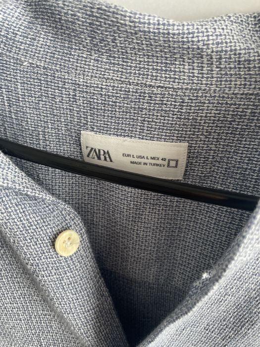 Koszula z krotkim rekawem Zara roz. L stan bdb niebieska bawełna