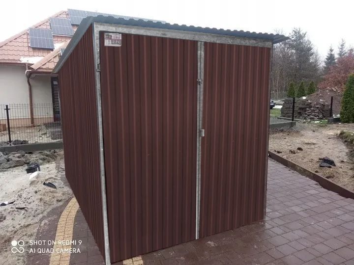 Garaż blaszany 2x3m ciemny brąz blaszak