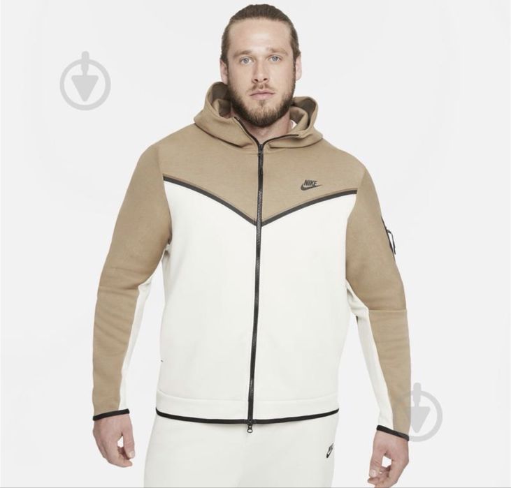 Nike худі джемпер зіпка кофта tech fleece бежева чорна оригінал