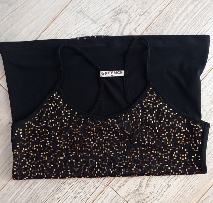 Bluzka bluzeczka top na ramiączkach cekiny wesle impreza jak nowa