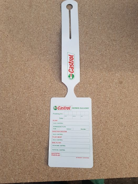 Kartki wymiany oleju castrol.