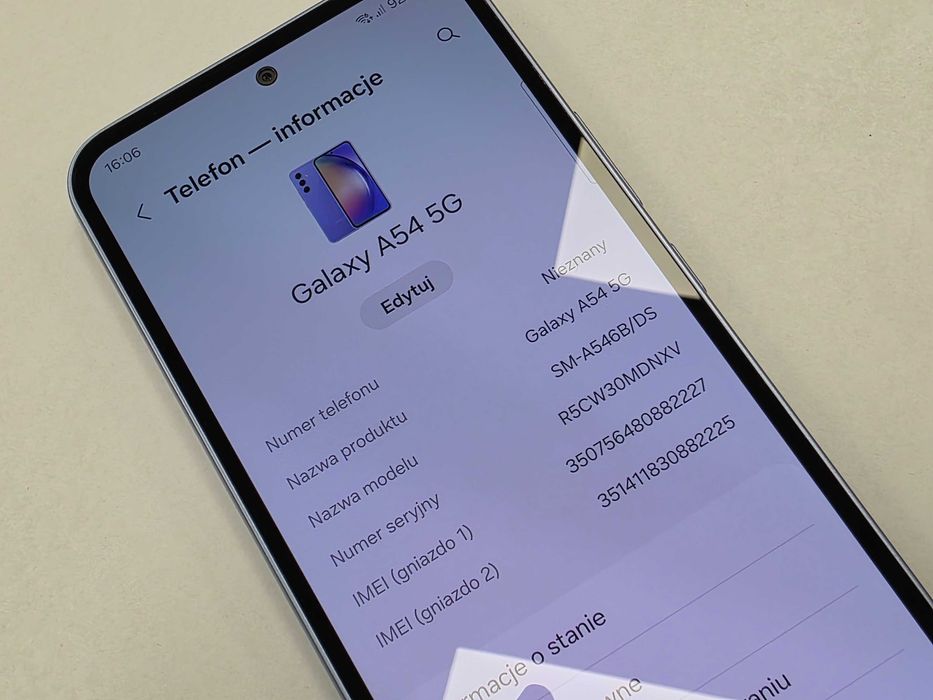 Samsung Galaxy A54 Dual SIM/ 8GB/ 128GB/ Awesome Violet/ BAT 93%/ Grade A/ + ładowarka/ GW 12 MSC