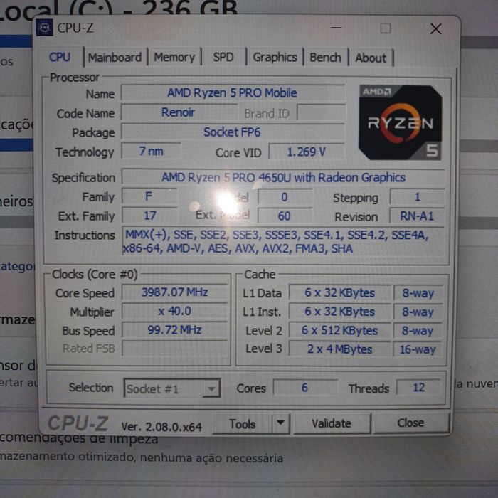 HP portátil muito bonito como novo Ryzen pro 5 16GB 256 GB