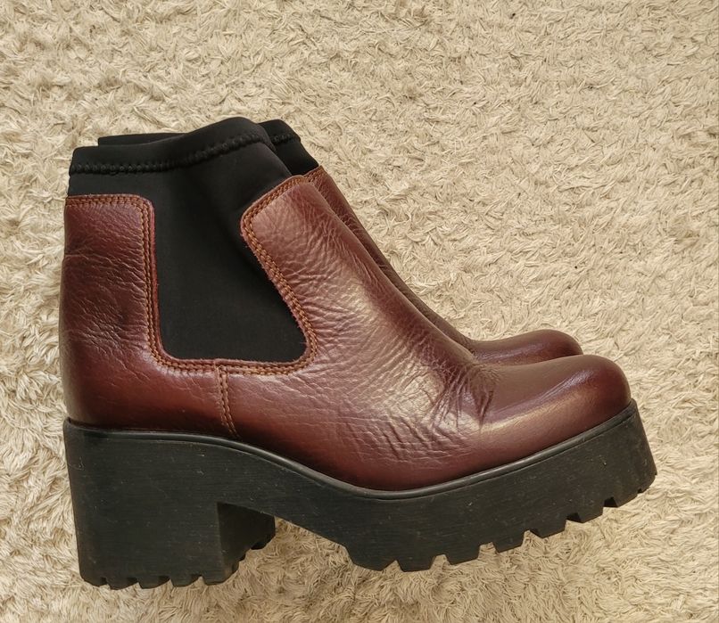 Botki skórzane platforma 38