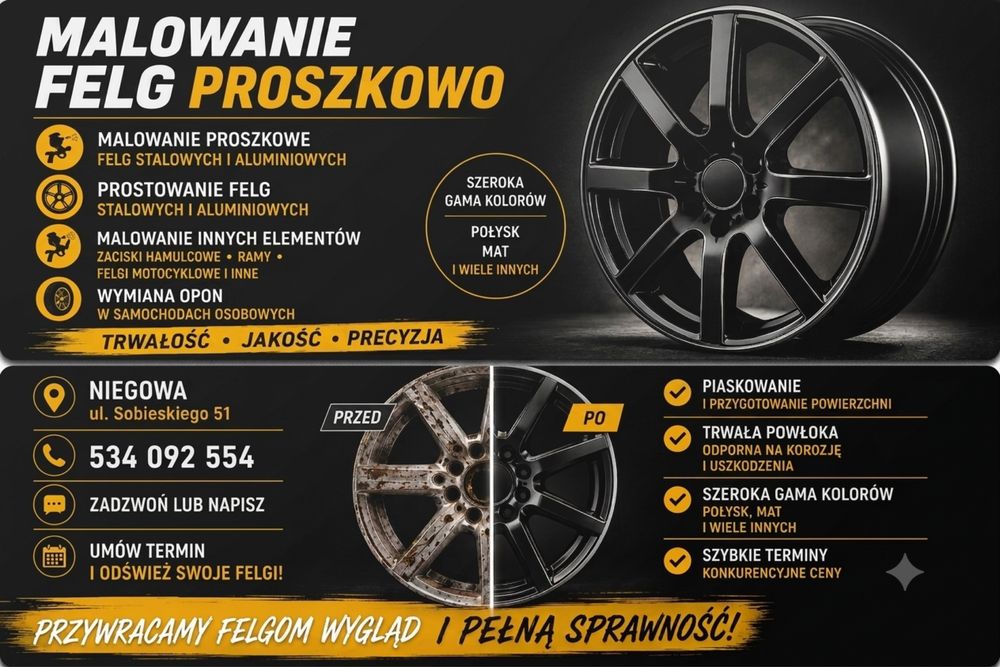 Malowanie Felg Proszkowo | Prostowanie Felg | Wymiana Opon