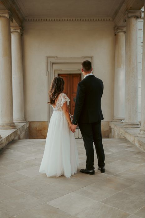 Suknia sukienka slubna koronka rozmiar m cekiny