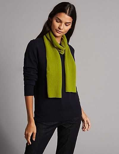 Теплий жіночий м'який зелений шарф Autograph зі 100% кашеміру