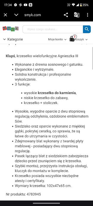 Krzesełko stolik 2w1 , do kamienia Klupś