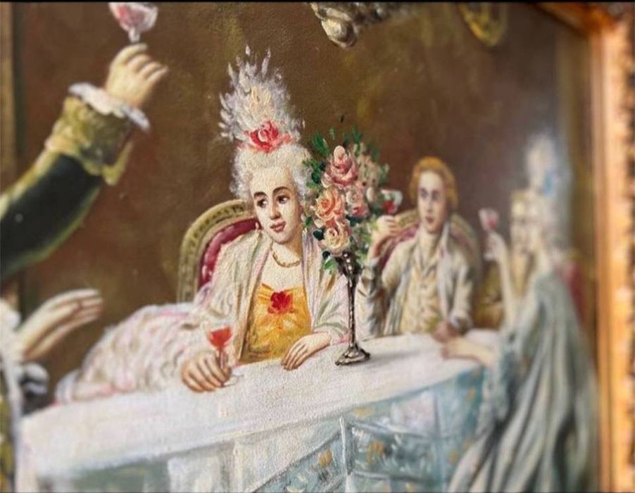 Вишукана картина маслом на полотні, в деревʼяній рамі.