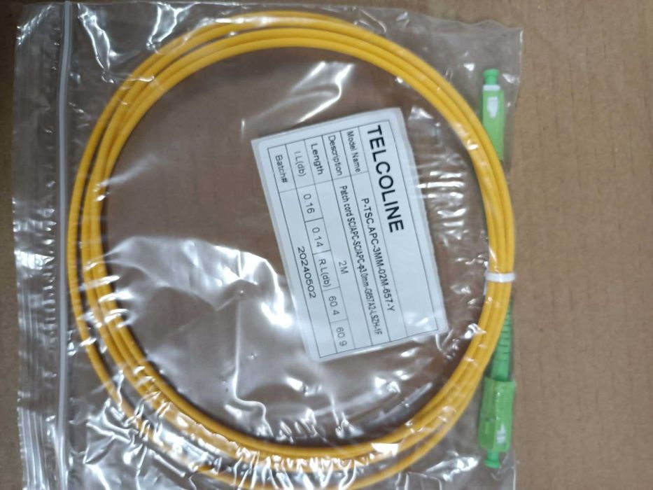 Kabel światłowodowy patchcord SC/APC-SC/APC 2m SM 9/125 TELCOLINE