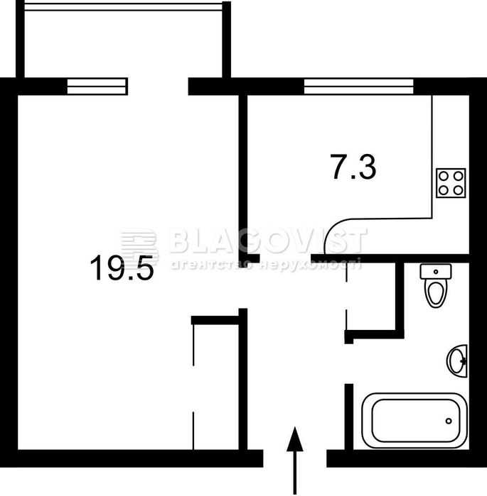 1-комнатная квартира по адресу бульвар Дружбы Народов (площадь 38,2 м²) - Atlanta.ua - фото 2