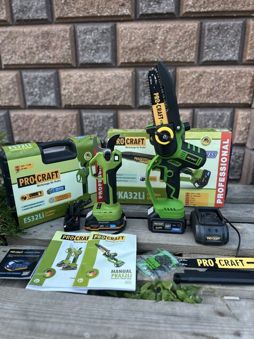 Акумуляторний садовий набір Procraft пилка Pka 32 + секатор  Es 32