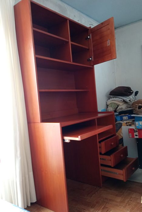 Conjunto Secretária + Estante Colónia Pinho Mel