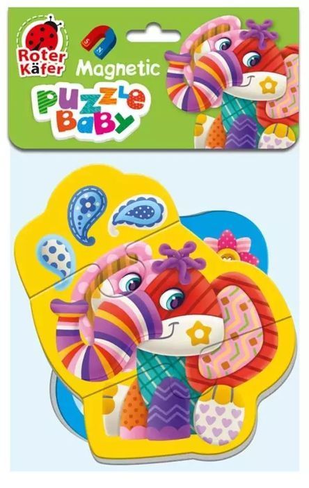 Miękkie magnetyczne puzzle 5 elementów. Słoń i Krokodyl. Roter Kafer